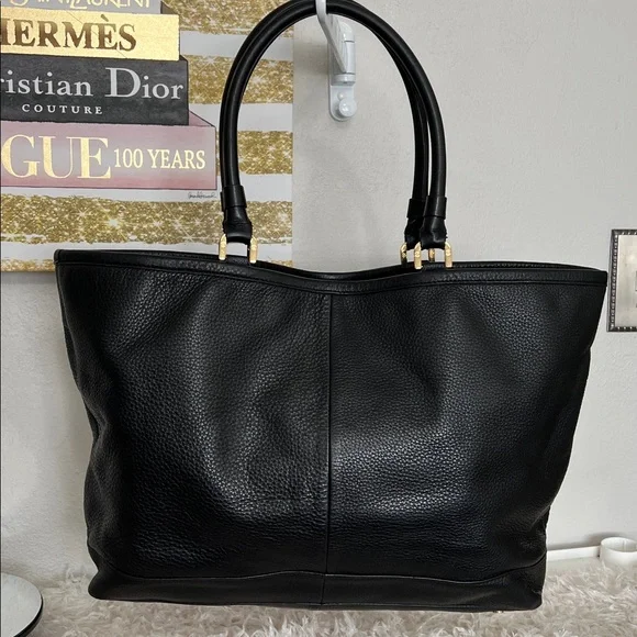Tory Burch Black Pebbled Leather Maisey Shopper Tote